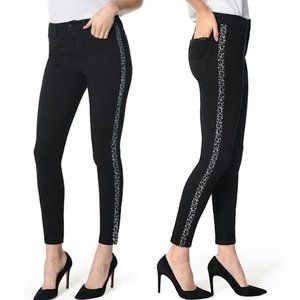 New Joe's Jeans Leopard Stripe High Rise Skinny Ankle Jeans Black Grey Size 24